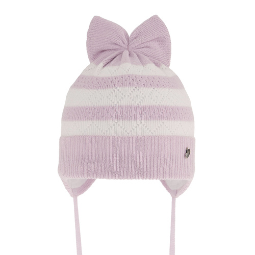 Bonnet automne/printemps fille, lilas, avec liens, Leda
