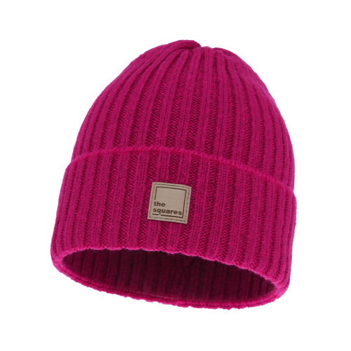 Bonnet d'hiver femme, rose, avec laine mérinos, Benedetta