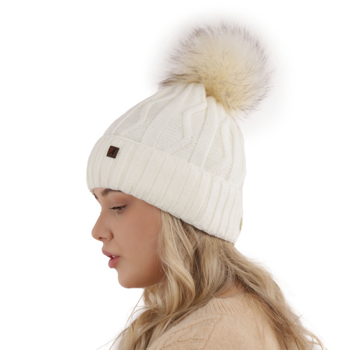 Bonnet d'hiver femme, rose, avec pompon, Renika