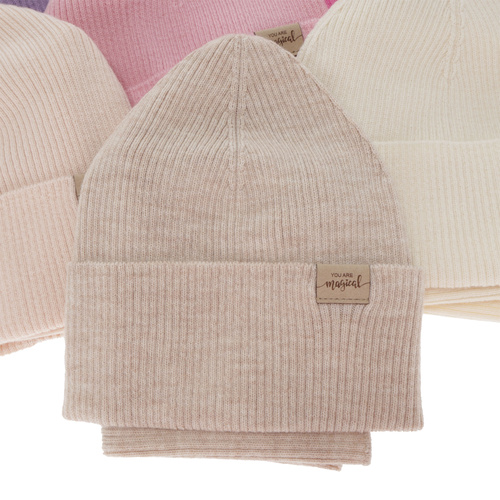 Ensemble automne/printemps fille: bonnet et snood, rose, 100% laine mérinos, Magenta