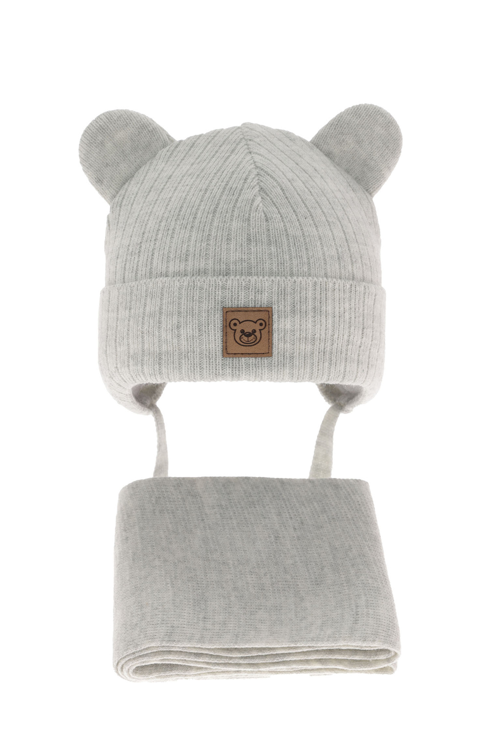 Ensemble d'hiver garçon: bonnet et écharpe, gris, Anthony