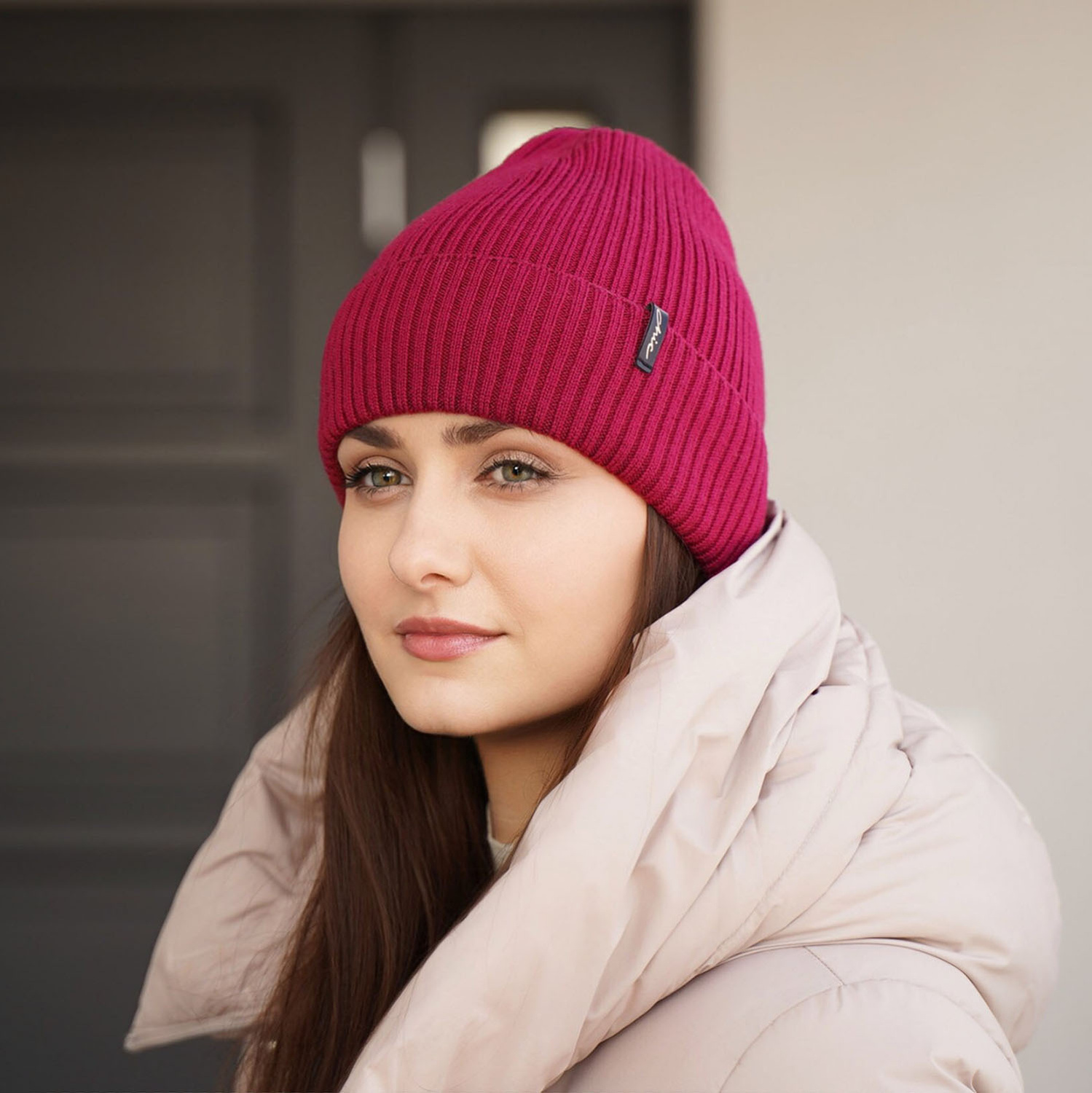 Bonnet d'hiver femme, hiver, gris foncé, avec laine mérinos, Megan