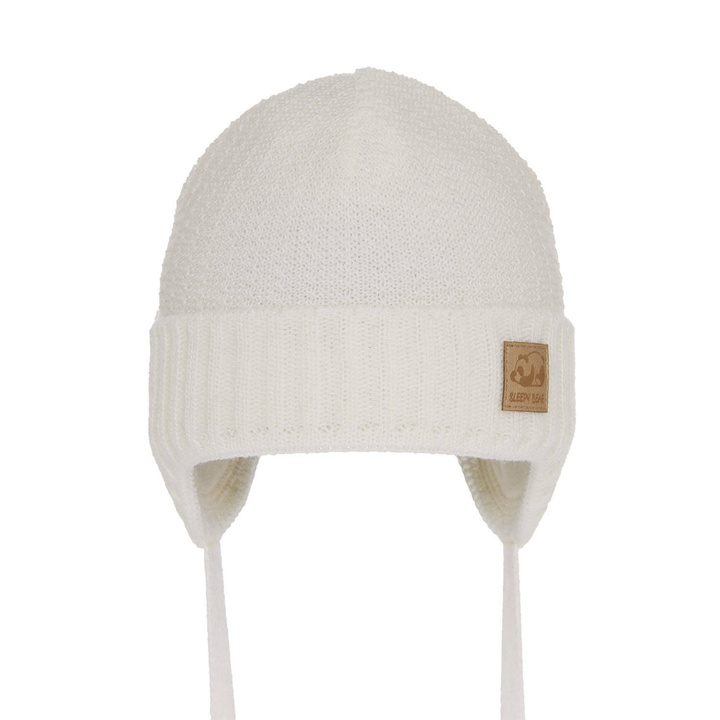 Bonnet automne/printemps garçon, crème, avec liens, Todi