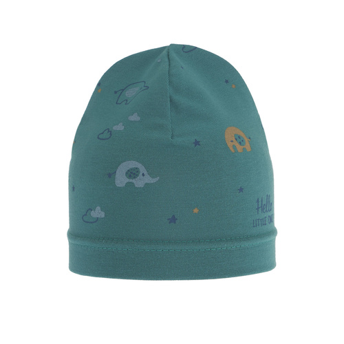 Bonnet automne/printemps garçon, vert émeraude, en coton, Afil