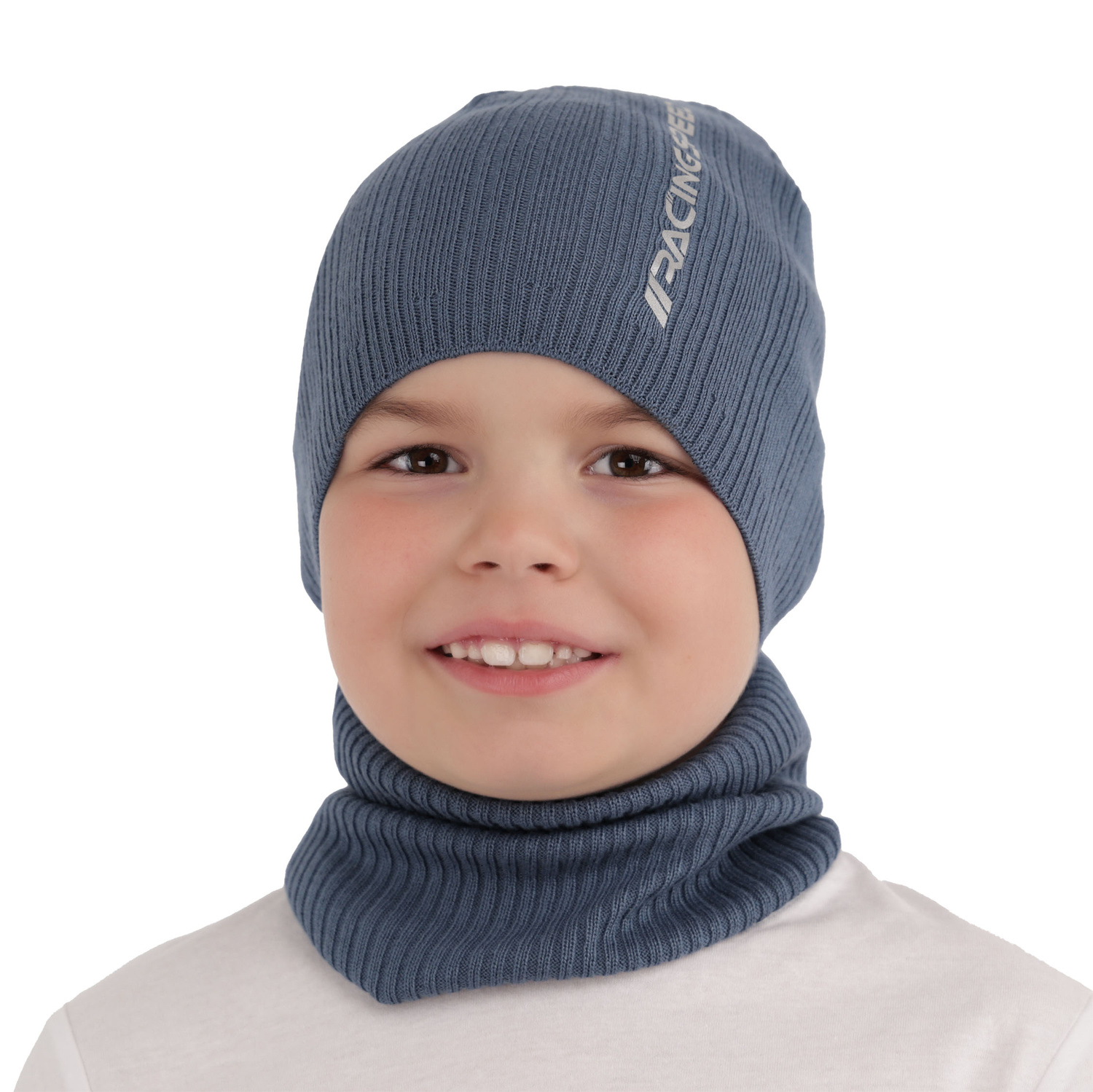 Ensemble automne/printemps garçon: bonnet et snood, avec coton, gris, coton, Kolorado
