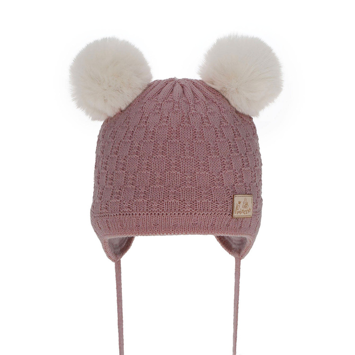 Bonnet d'hiver fille, hiver, wrzosowa, avec pompon, avec liens, Emila