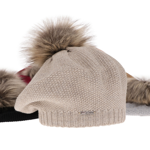 Beret d'hiver femme, rose, avec laine mérinos, Bonnie