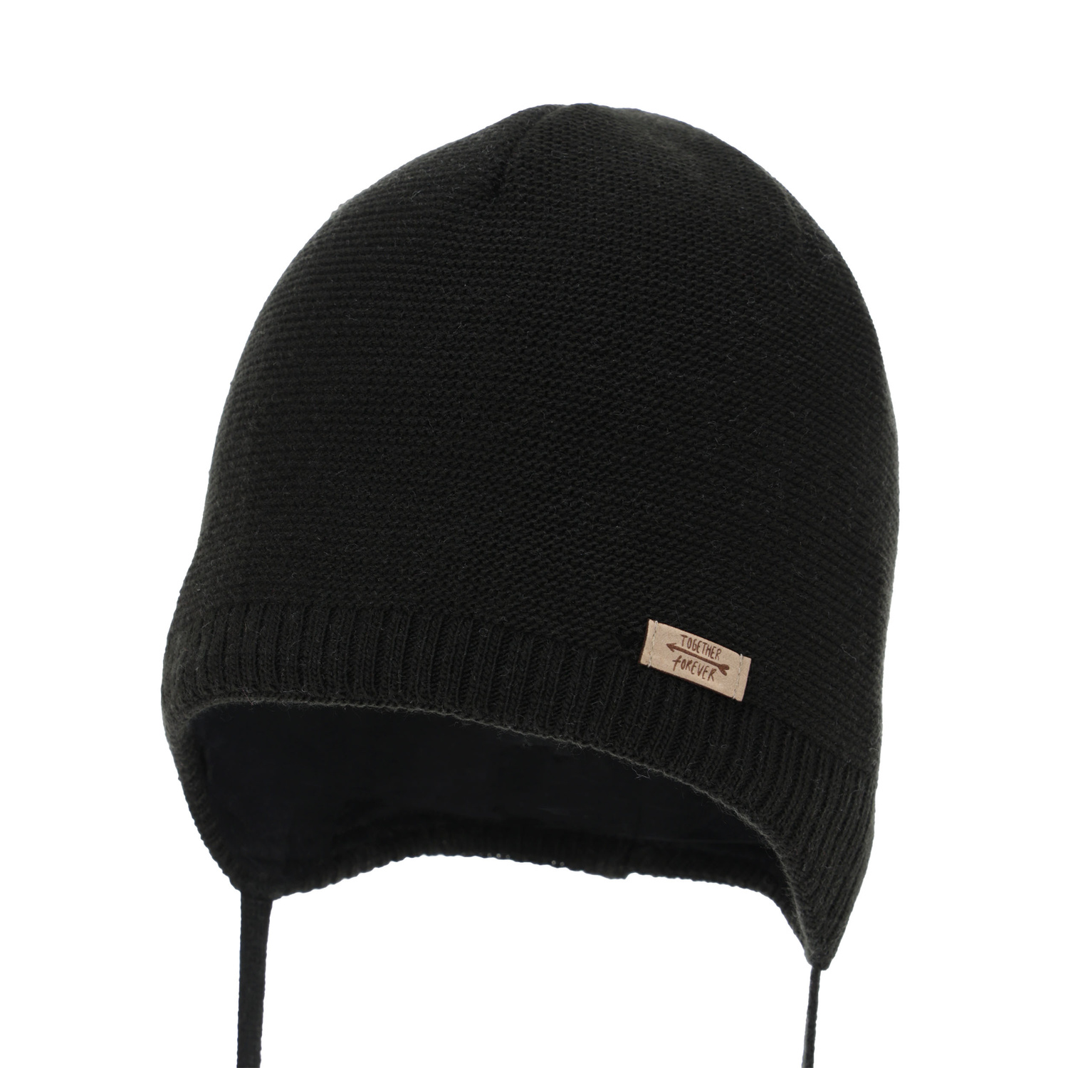 Bonnet automne/printemps fille, noir, avec liens, Svenja