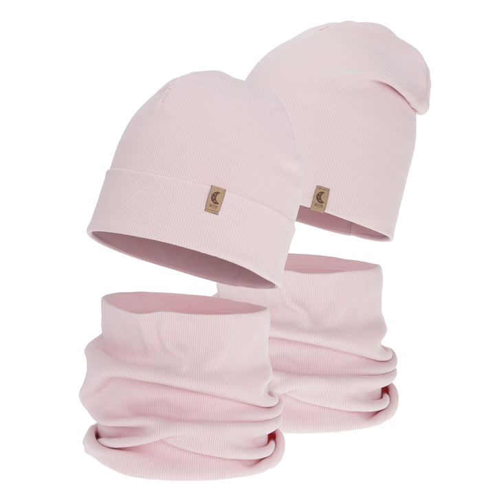 Ensemble automne/printemps fille: bonnet et snood, en coton, crème, Bravura