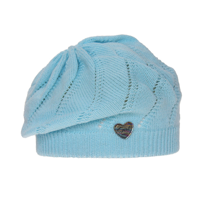 Beret automne/printemps fille, menthe, ajouré, Hilda