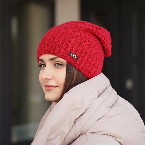 Bonnet d'hiver femme, miodowy, avec laine mérinos, Misha