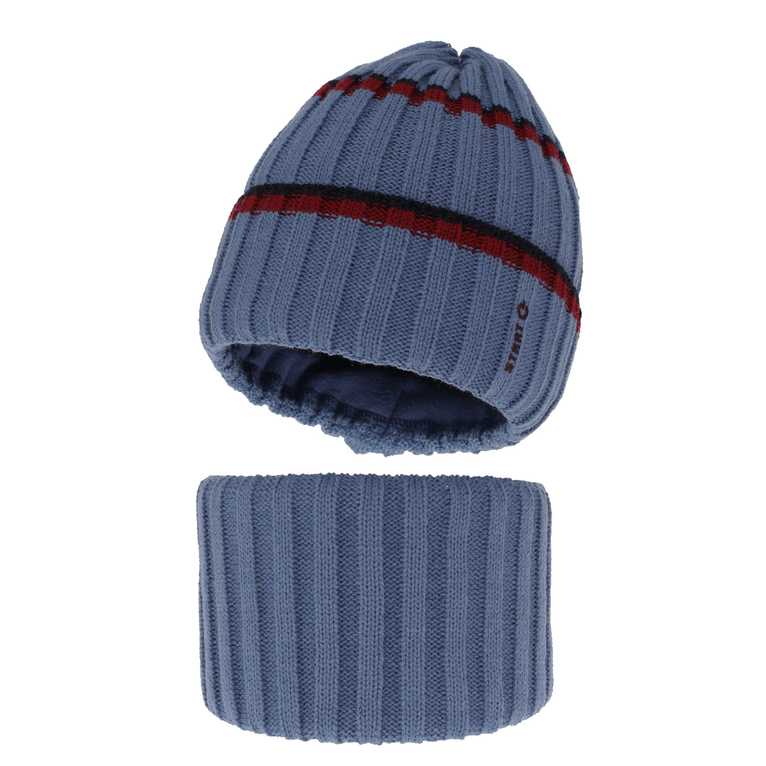 Ensemble d'hiver garçon: bonnet et snood, bleu, Bastien