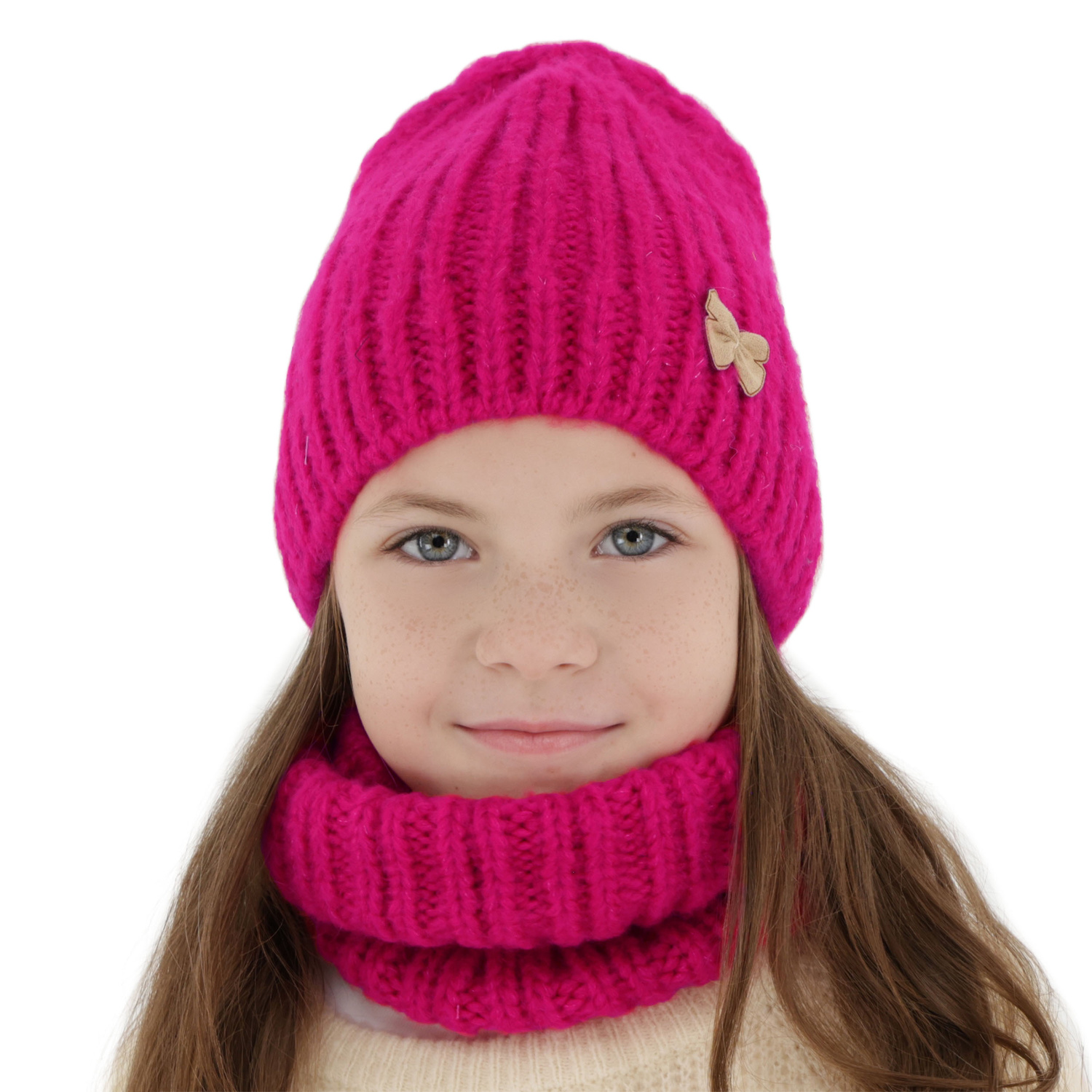 Ensemble d'hiver fille: bonnet et snood, beige, Ingrid