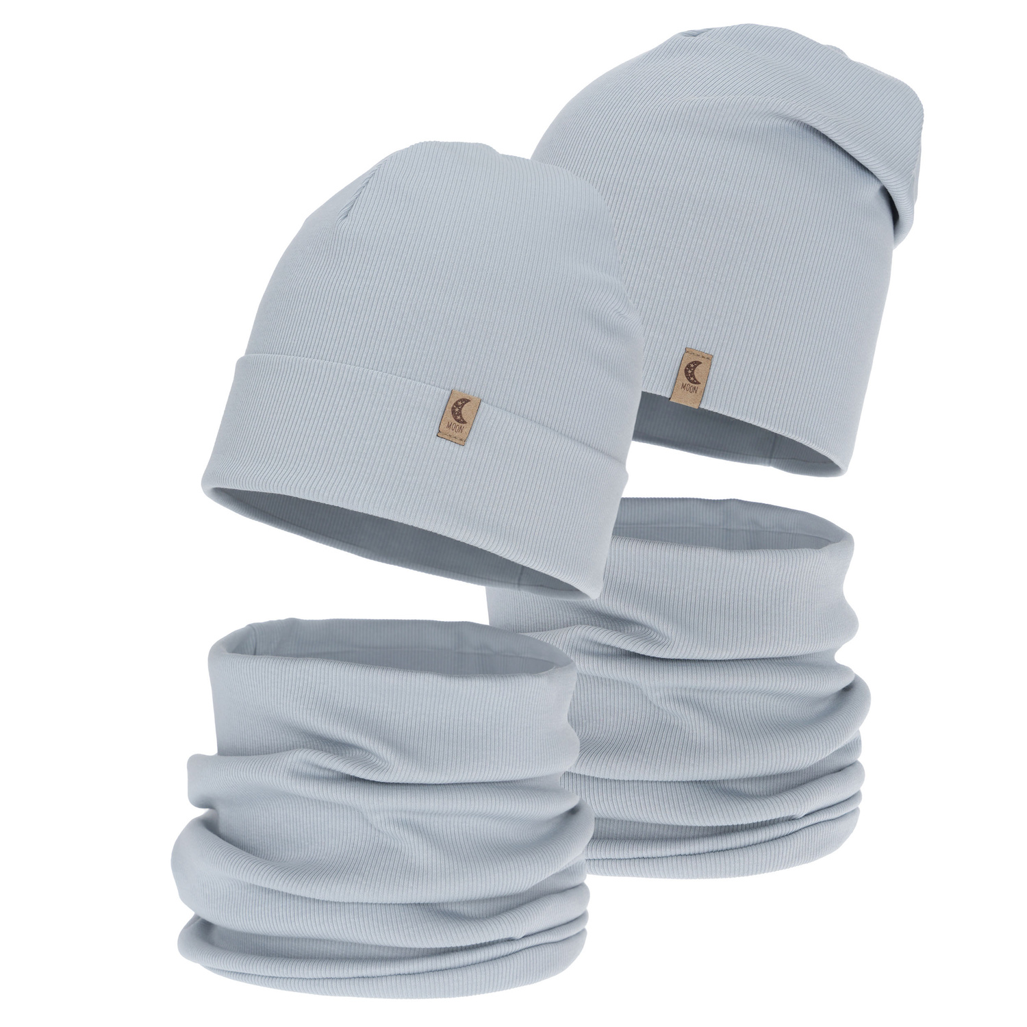 Ensemble automne/printemps fille: bonnet et snood, gris, coton, Bravura