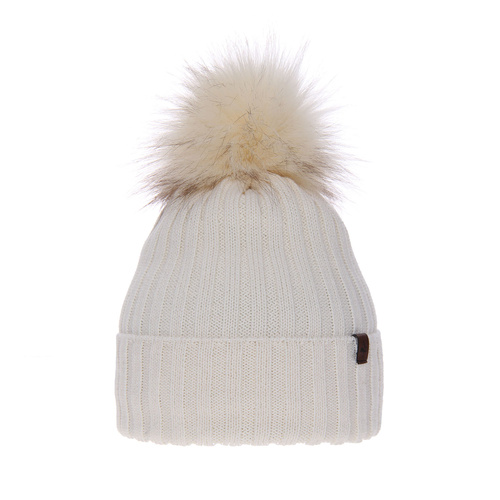 Bonnet d'hiver femme, crème, avec laine mérinos, Texa