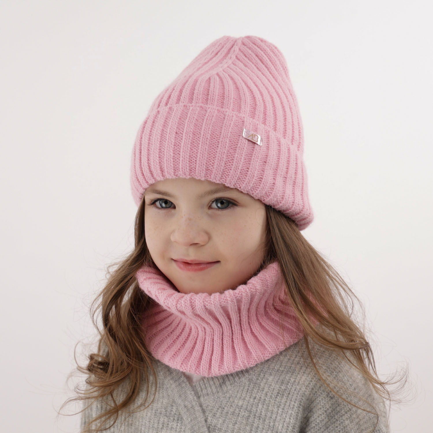 Ensemble d'hiver fille: bonnet et snood, noir, Valentine