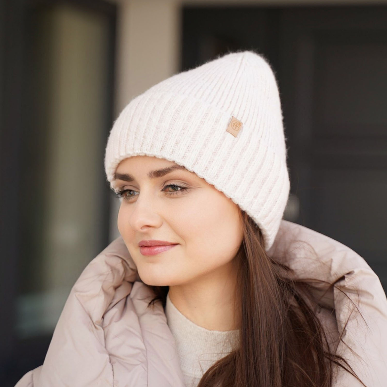 Bonnet d'hiver femme, hiver, rose, avec laine mérinos, Alvara