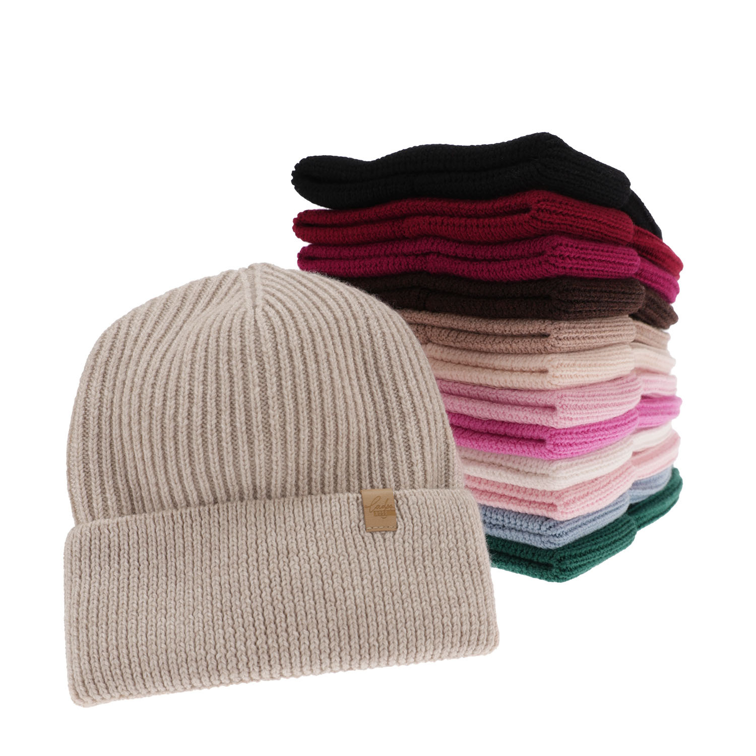 Bonnet d'hiver femme, camel, 100% Laine Mérinos, Isla