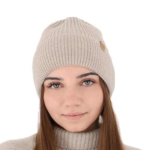 Bonnet d'hiver femme, camel, 100% Laine Mérinos, Isla