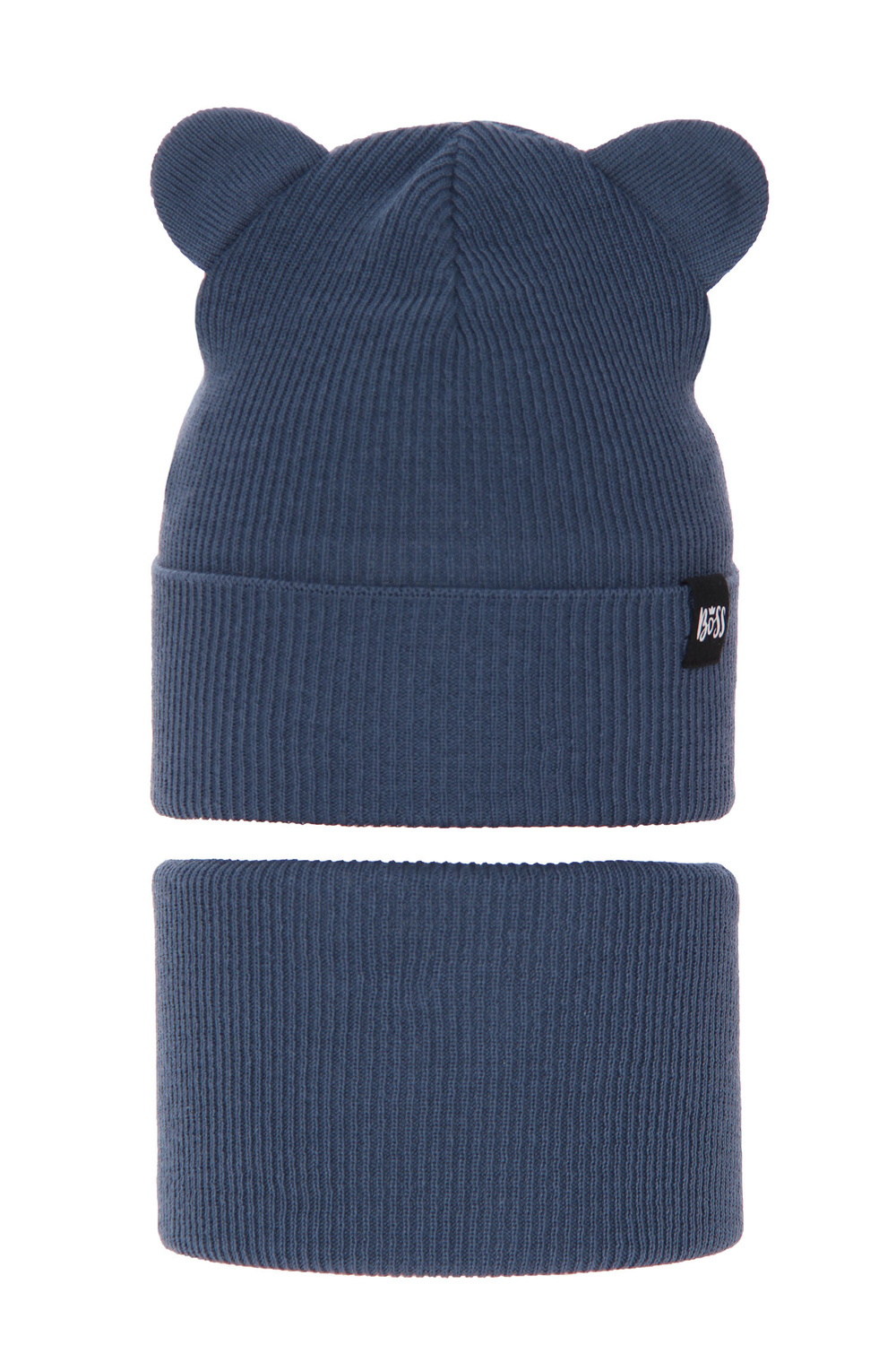 Ensemble automne/printemps garçon: bonnet et snood, avec coton, bleu, Grajan
