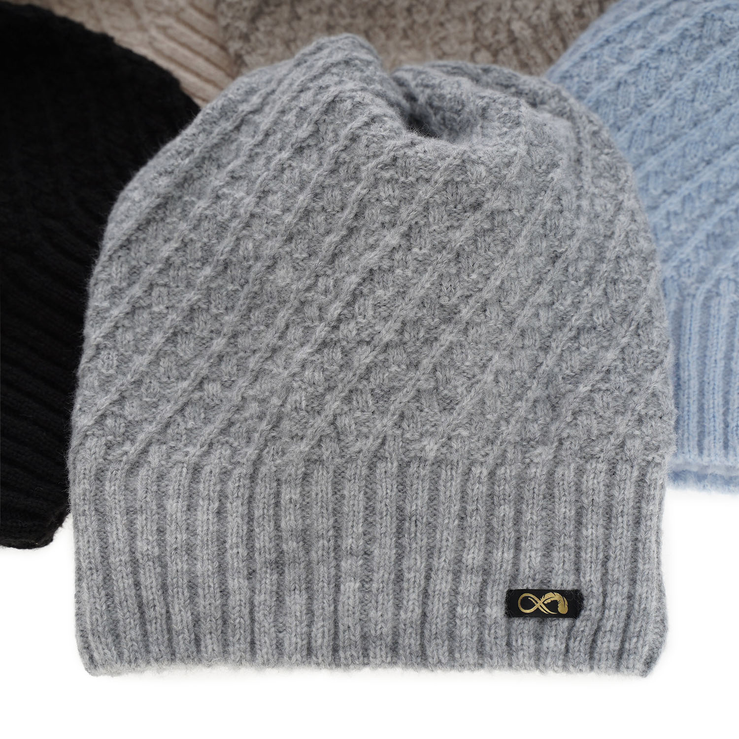 Bonnet d'hiver femme, miodowy, avec laine mérinos, Misha