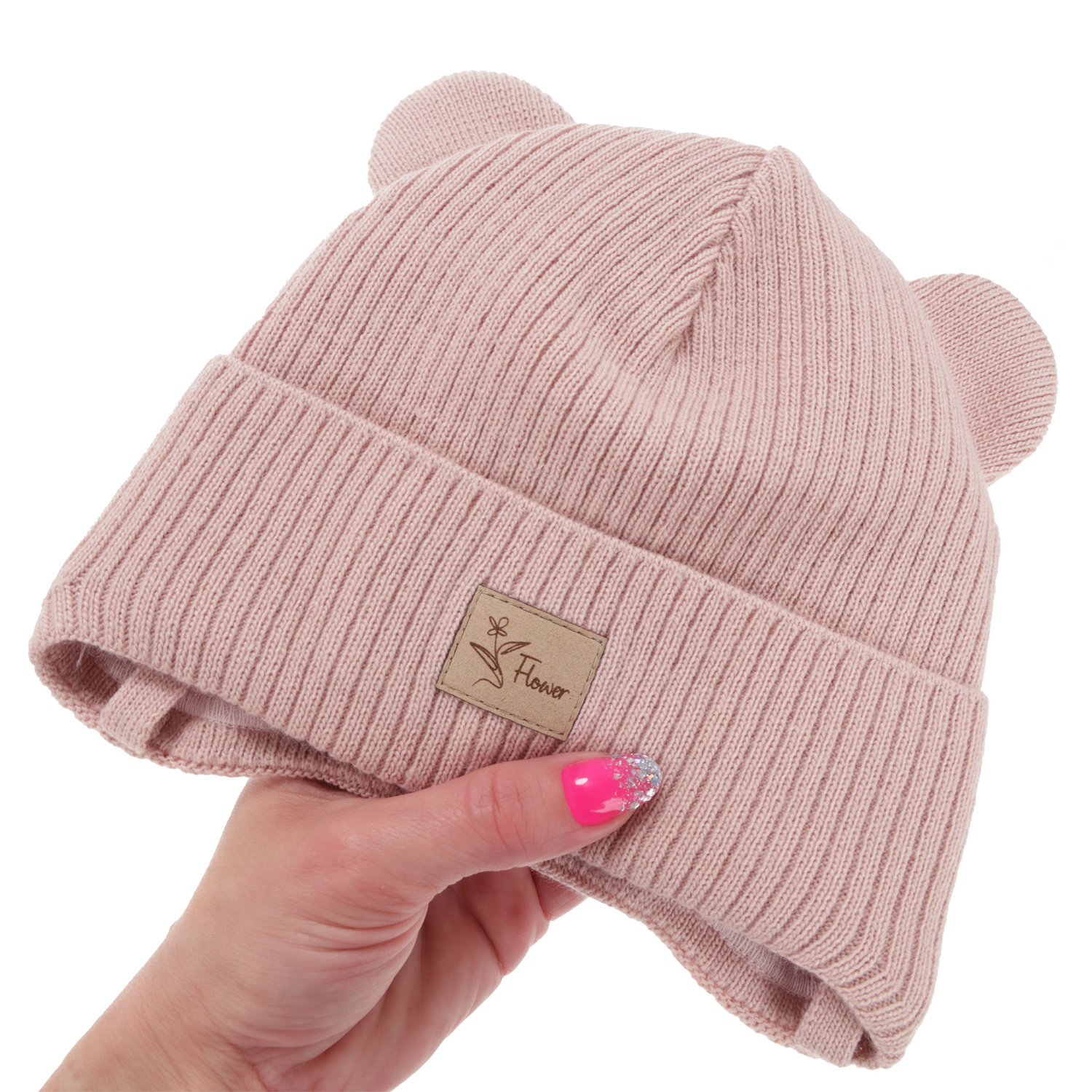Bonnet automne/printemps fille, rose, avec liens, Djona