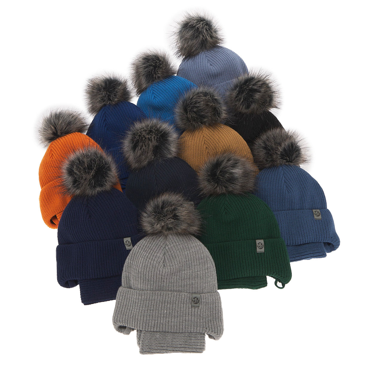 Ensemble d'hiver garçon: bonnet et snood, bleu, avec pompon, Honed