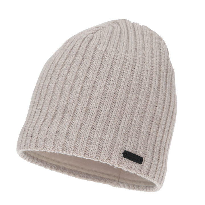 Bonnet d'hiver femme, beige, avec laine mérinos, Soletta