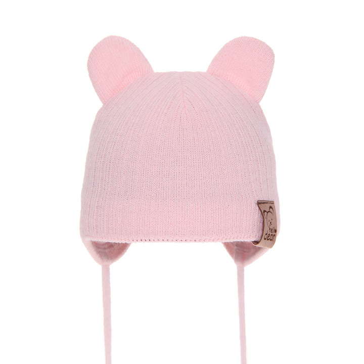Bonnet automne/printemps fille, rose, avec liens, Pigi