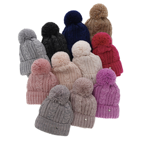 Ensemble d'hiver fille: bonnet et snood, rose, avec pompon, Maroko