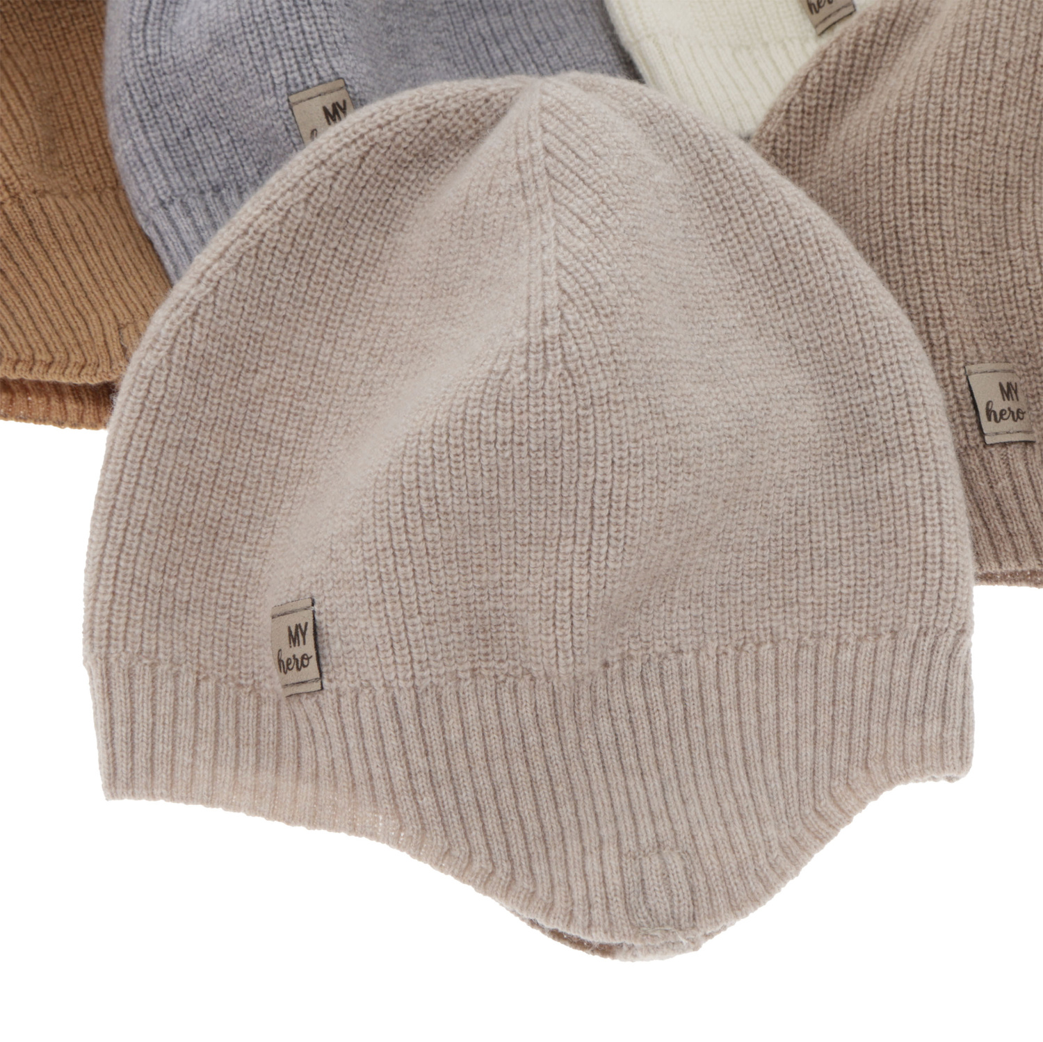 Bonnet automne/printemps garçon, crème, avec laine mérinos et cachemire, avec liens, Tono