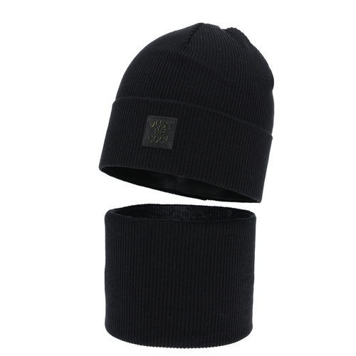 Ensemble automne/printemps garçon: bonnet et snood, avec coton, gris, Jonas