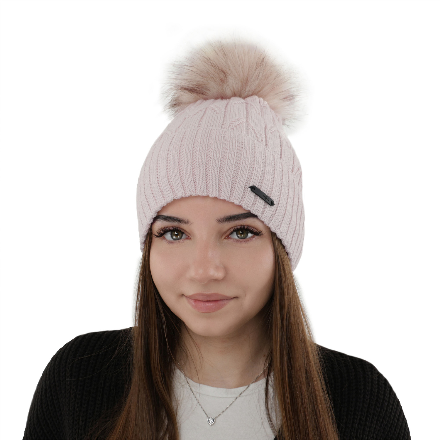 Bonnet d'hiver femme, rose, avec laine mérinos, Talaria