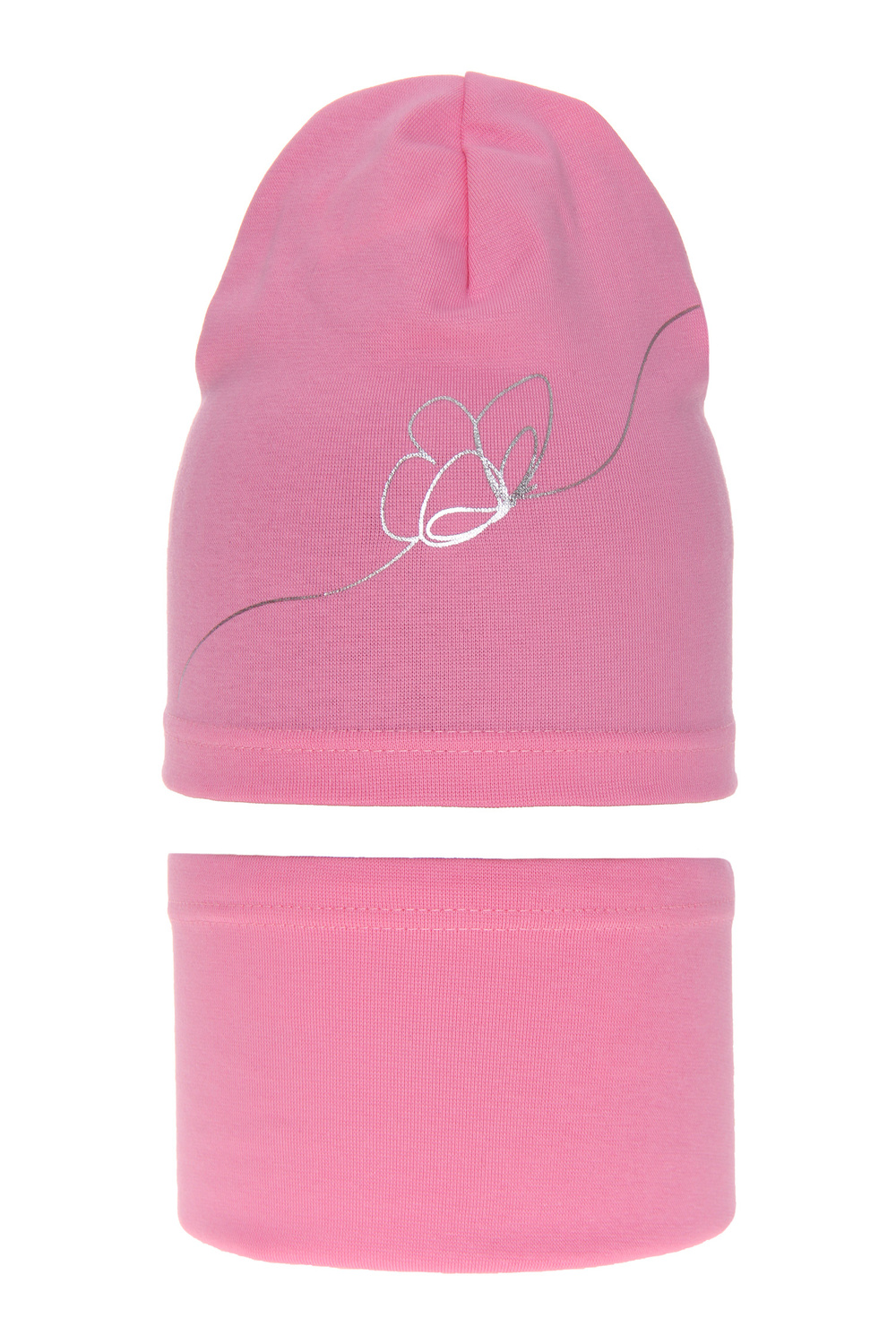 Ensemble automne/printemps fille: bonnet et snood, rose, en coton, Jula