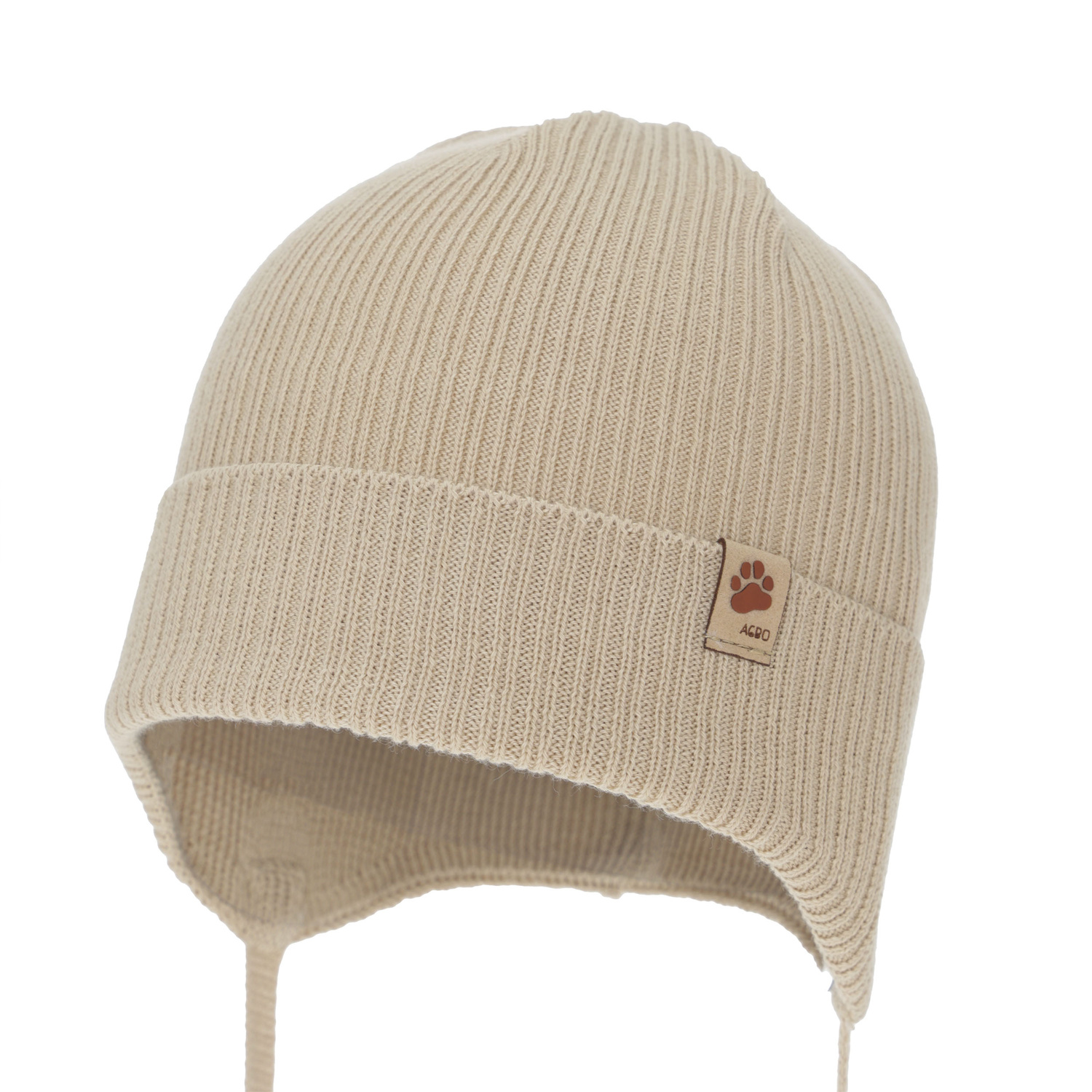 Bonnet automne/printemps garçon, beige, avec liens, 100% coton, Elmar