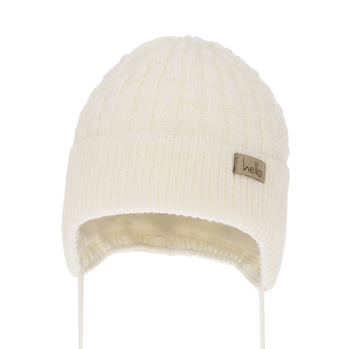 Bonnet automne/printemps garçon, crème, avec liens, Farad