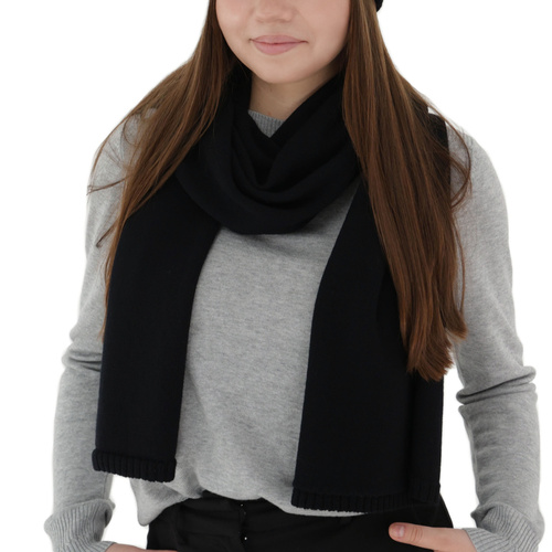 Écharpe d'hiver femme, noir, 100% laine mérinos, Elonia