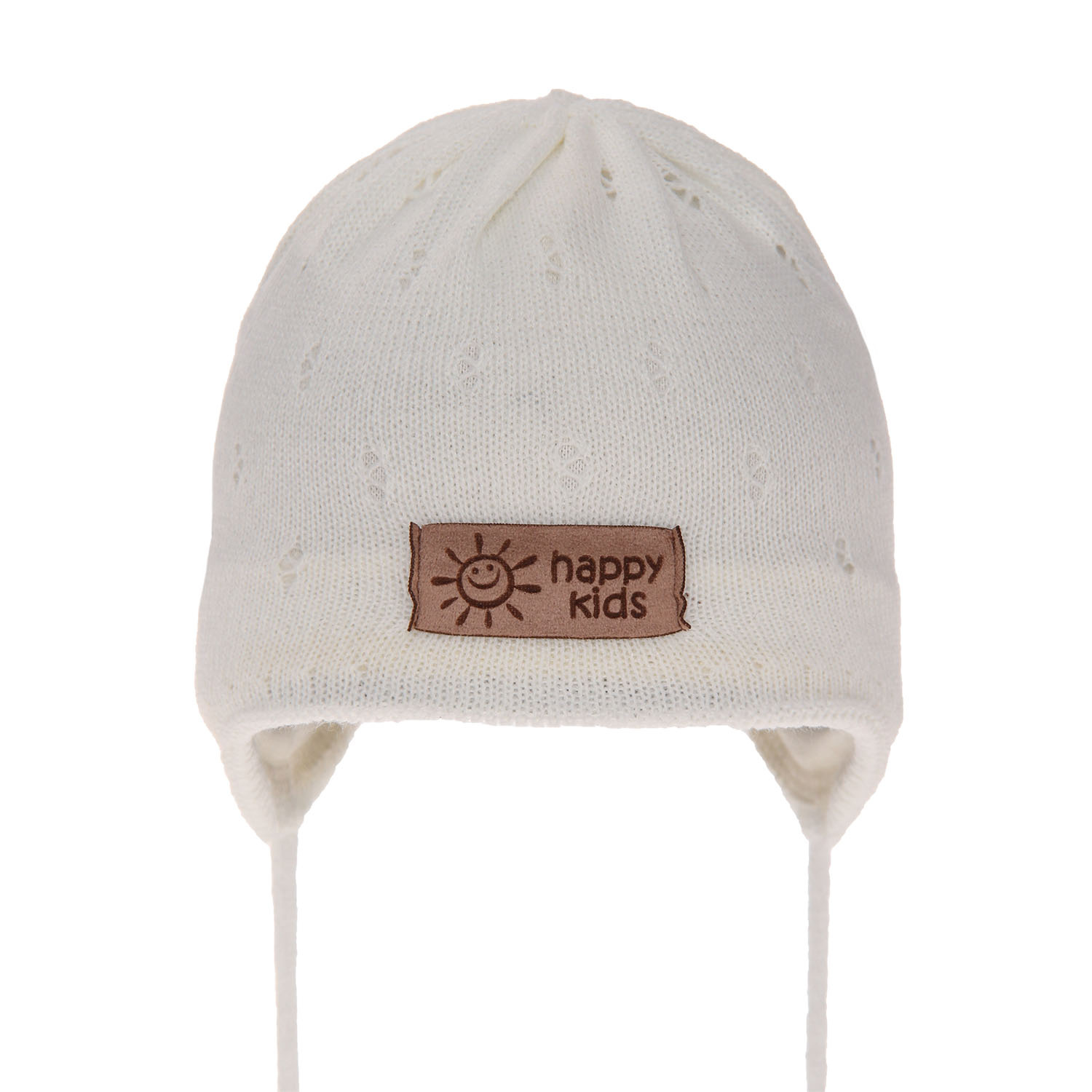 Bonnet automne/printemps garçon, crème, avec liens, Bobi