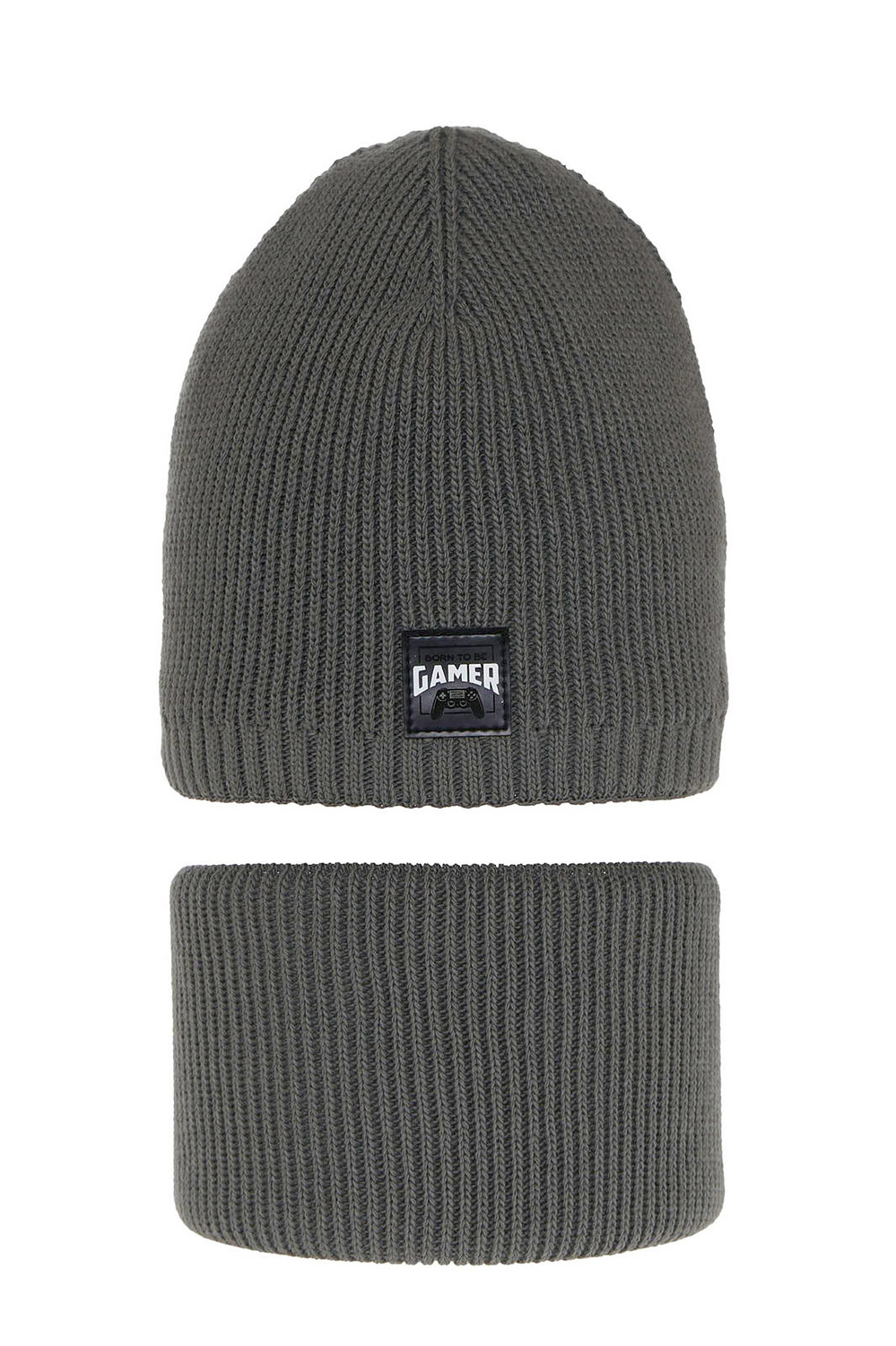 Ensemble d'hiver garçon: bonnet et snood, gris, Gami
