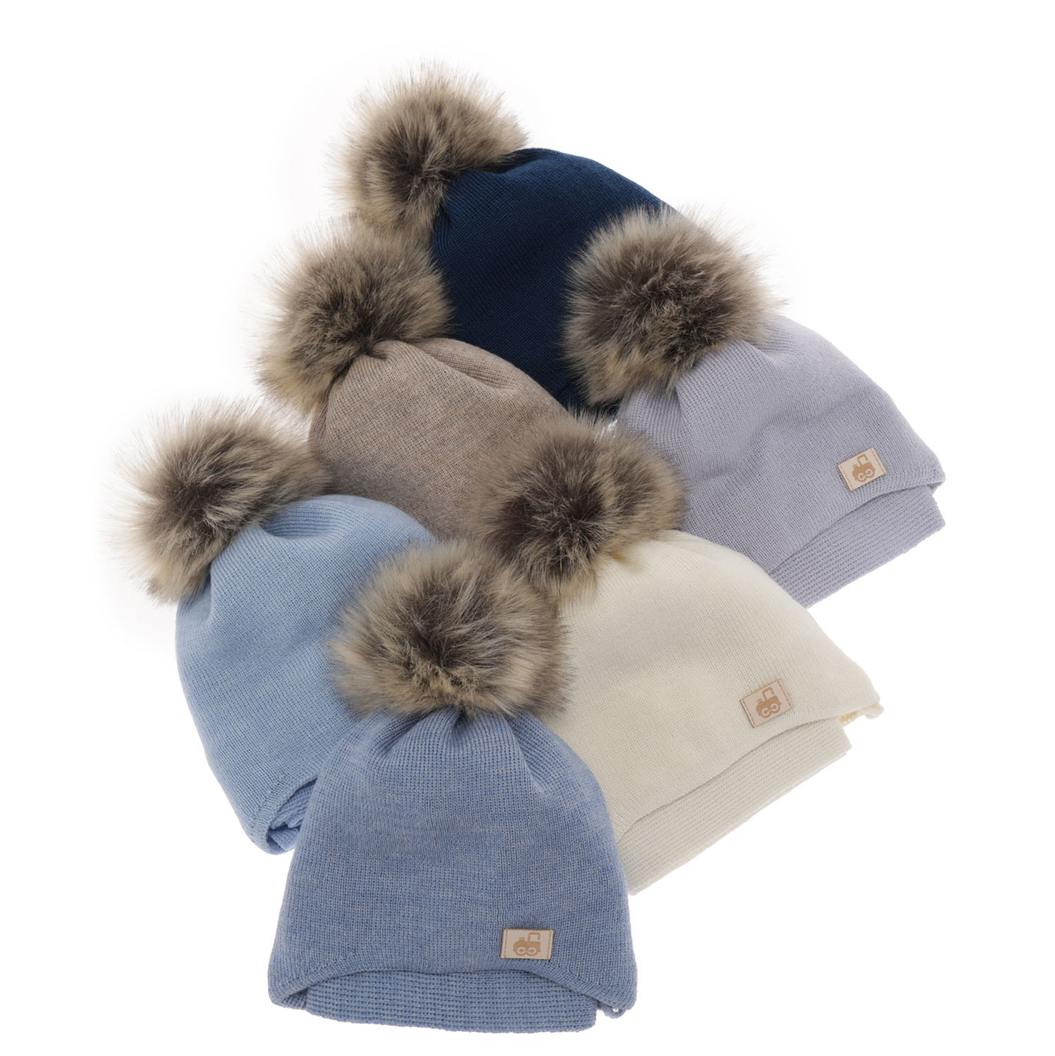 Ensemble d'hiver garçon: bonnet et écharpe, bleu, avec laine mérinos, Anastazy