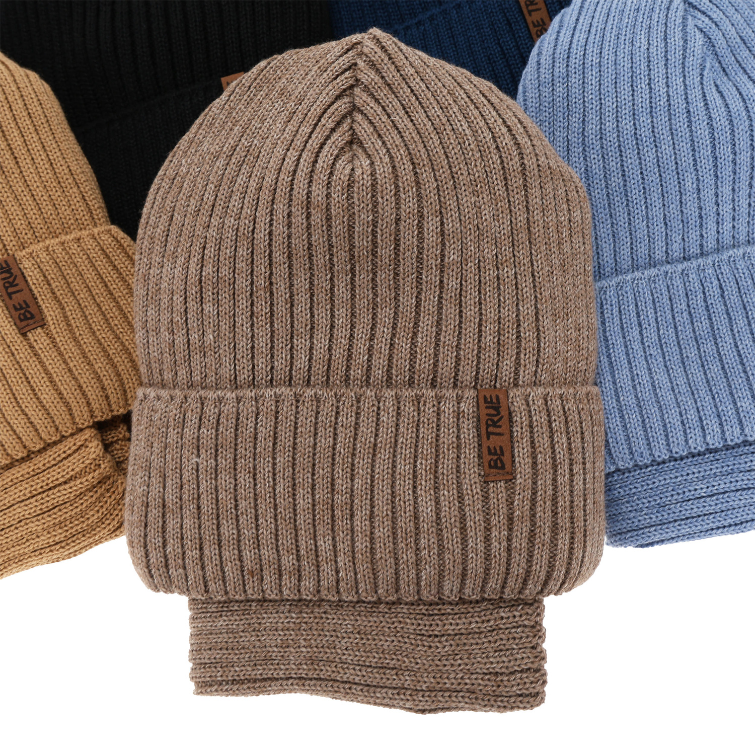 Ensemble d'hiver garçon (bonnet et snood), brun, avec laine mérinos, Colton