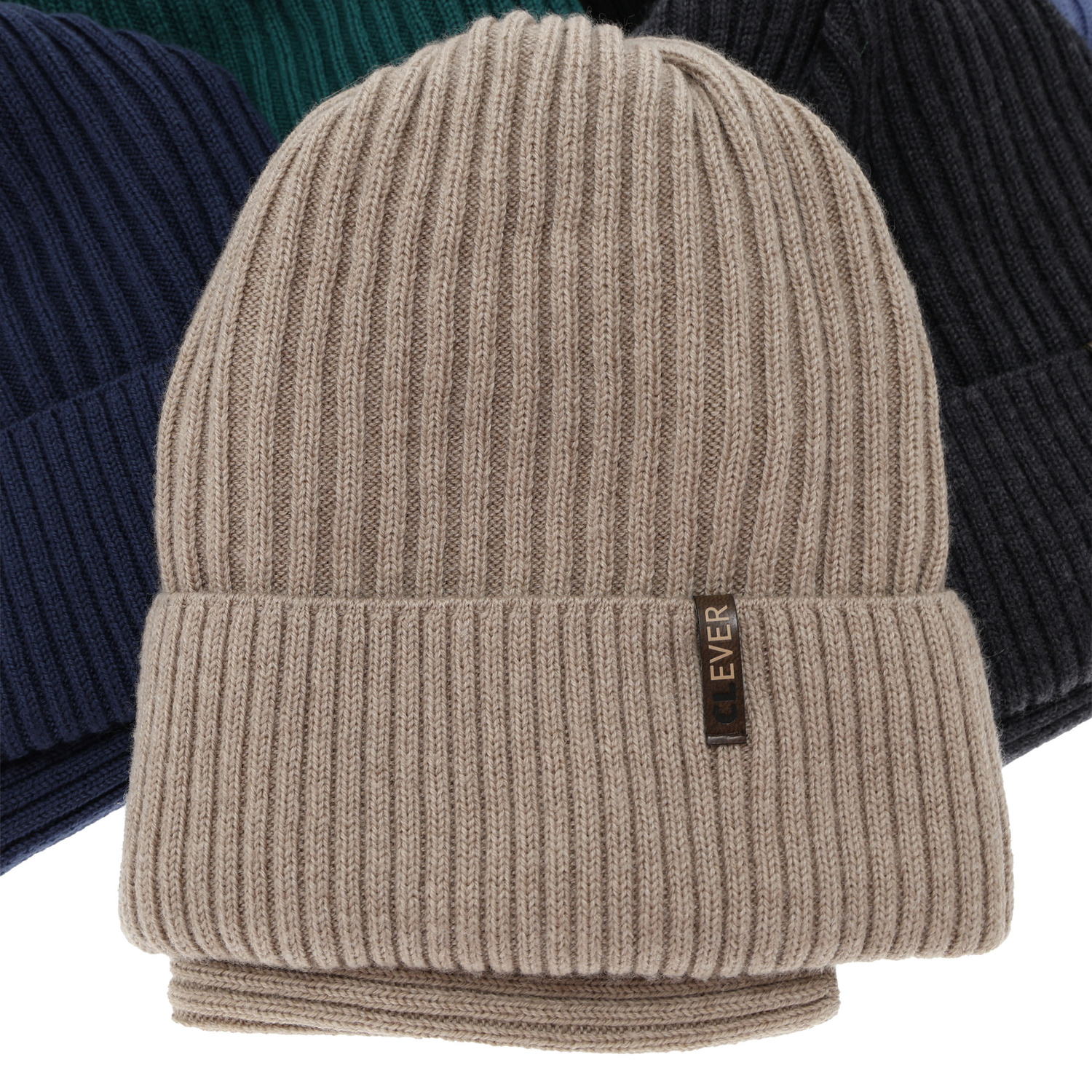 Ensemble d'hiver garçon: bonnet et snood, khaki, avec laine mérinos, Gizmo