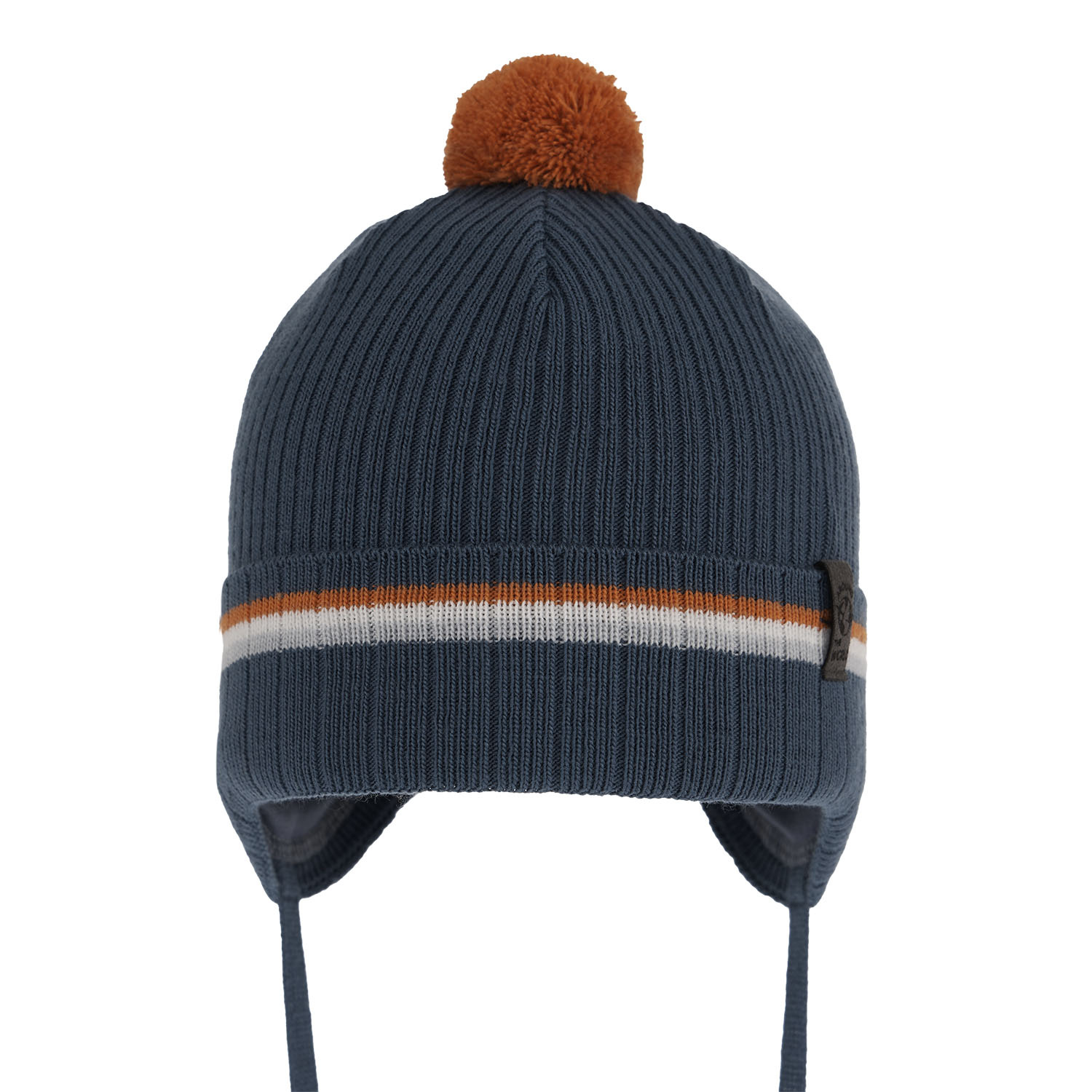 Bonnet automne/printemps garçon, bleu, avec pompon, avec liens, Vesper