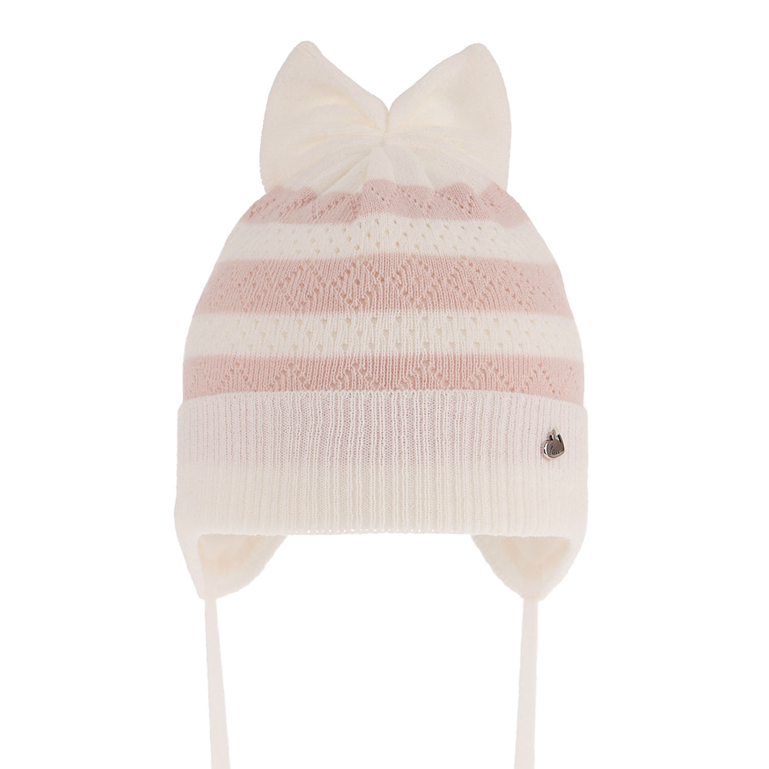 Bonnet automne/printemps fille, crème, avec liens, Leda