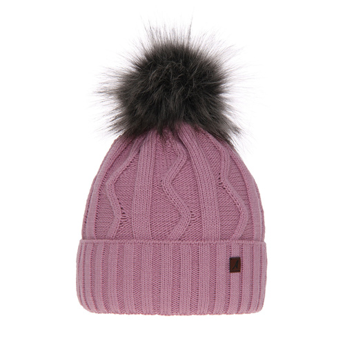 Bonnet d'hiver femme, violet, avec pompon, Renika