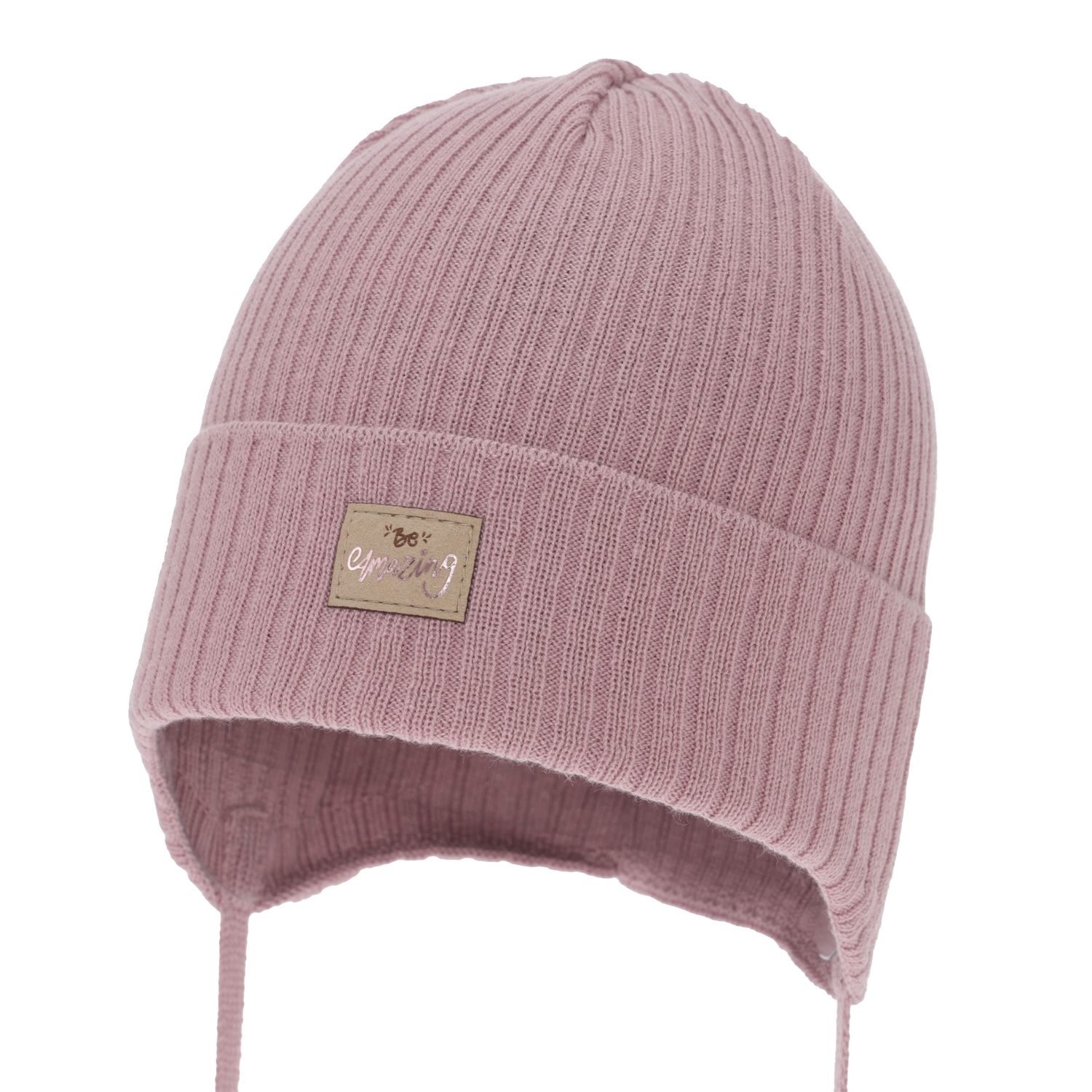 Bonnet automne/printemps fille, rose, avec liens, avec coton, Tindra