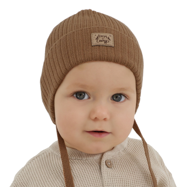 Bonnet automne/printemps garçon, camel, avec liens, avec coton, Fenris