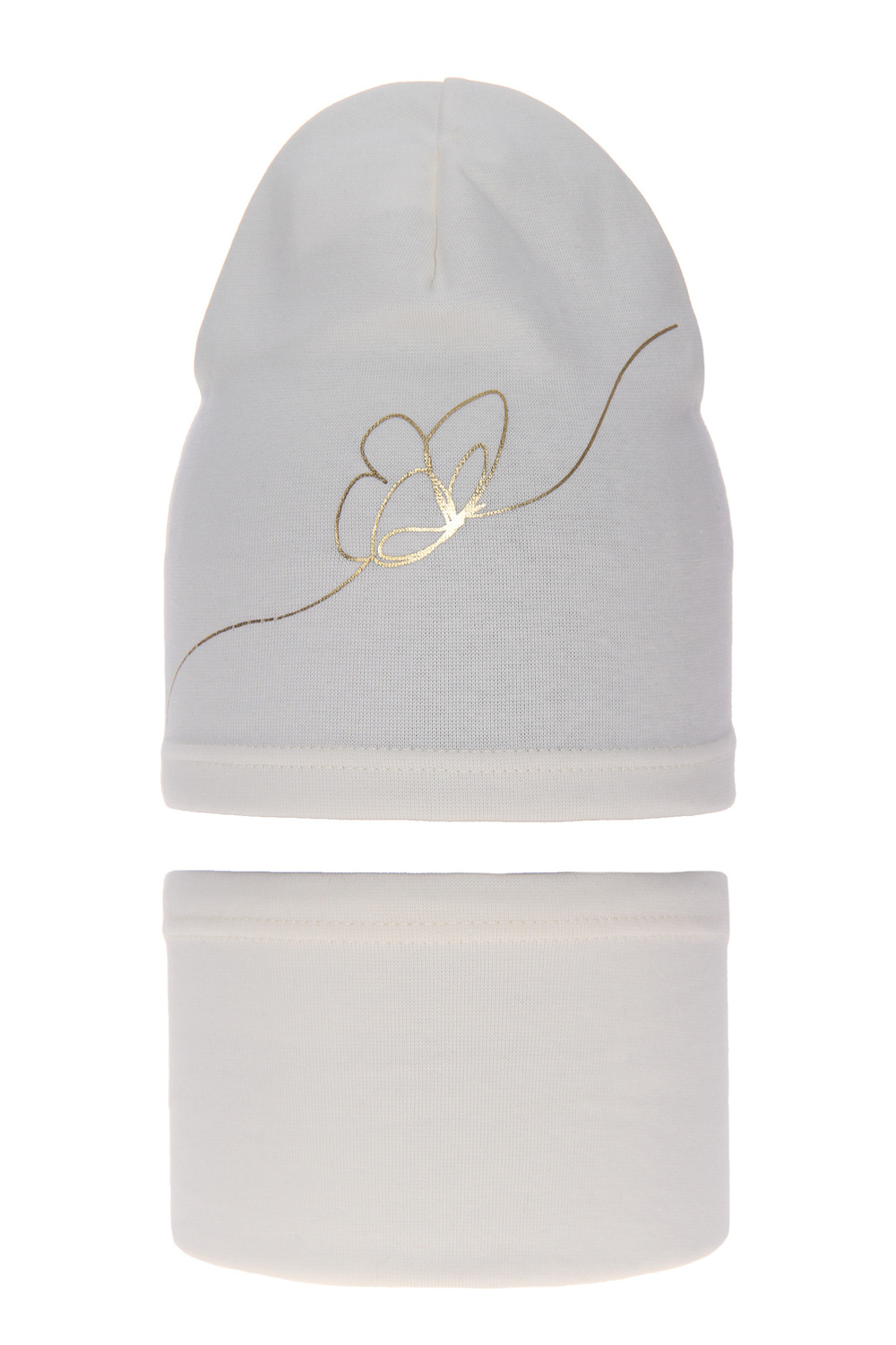 Ensemble automne/printemps fille: bonnet et snood, crème, en coton, Jula