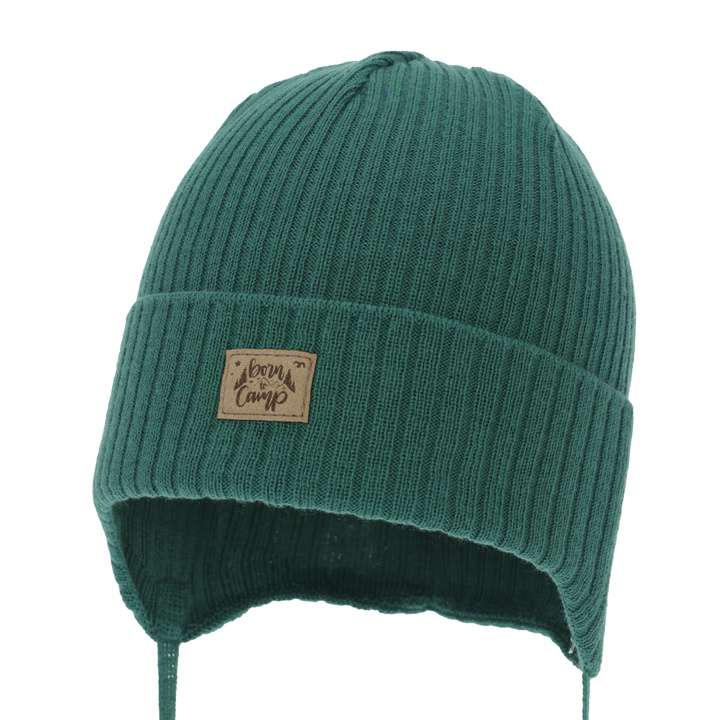 Bonnet automne/printemps garçon, vert émeraude, avec liens, avec coton, Fenris