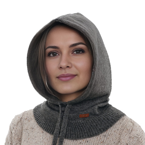 Cagoule d'hiver femme, grise, avec laine, Elizabeth